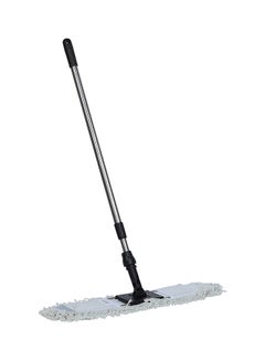 Chrome Floor Sweeper Duster Flat Mop With Cotton Cloth  With Telscopic Handle Black/Grey 60cm
