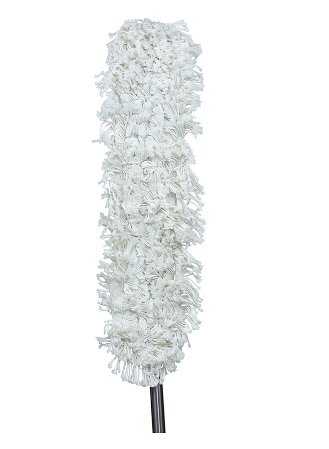 APEX - Chrome Floor Sweeper Duster Flat Mop With Cotton Cloth  With Telscopic Handle Black/Grey 60cm - Image 1