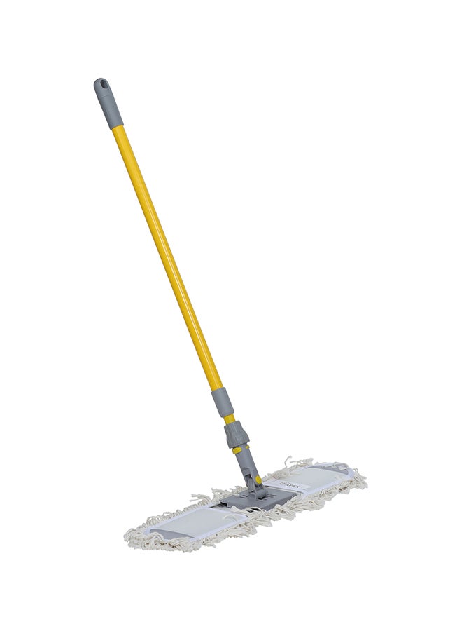 APEX - Floor Sweeper Duster Flat Mop With Cotton Cloth With Telscopic Handle Yellow/Grey 60cm - Image 1