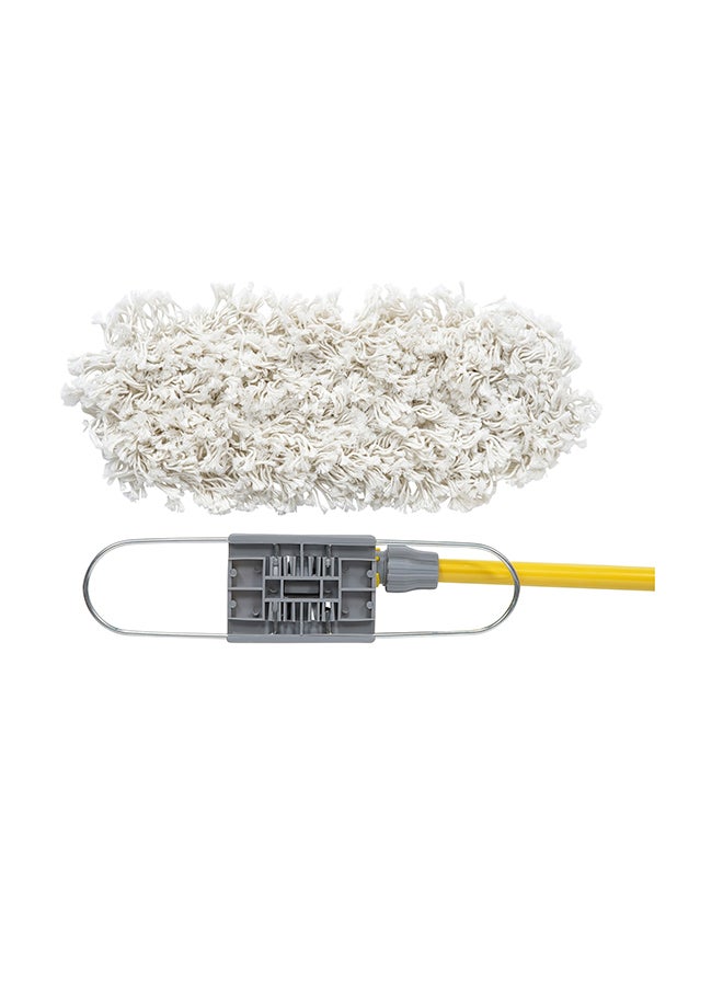 APEX - Floor Sweeper Duster Flat Mop With Cotton Cloth With Telscopic Handle Yellow/Grey 60cm - Image 1