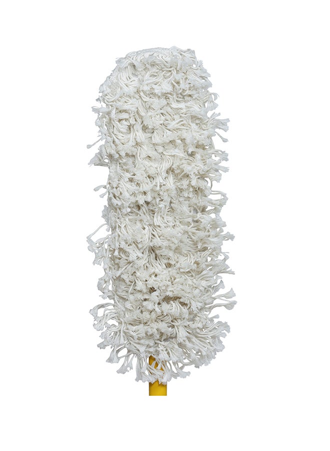 APEX - Floor Sweeper Duster Flat Mop With Cotton Cloth With Telscopic Handle Yellow/Grey 60cm - Image 1