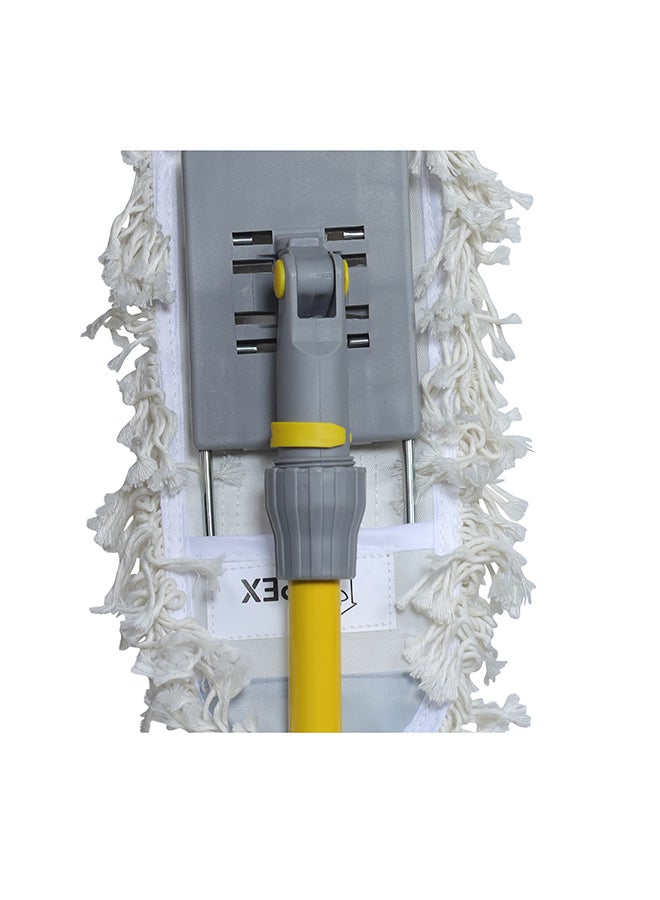 APEX - Floor Sweeper Duster Flat Mop With Cotton Cloth With Telscopic Handle Yellow/Grey 60cm - Image 1
