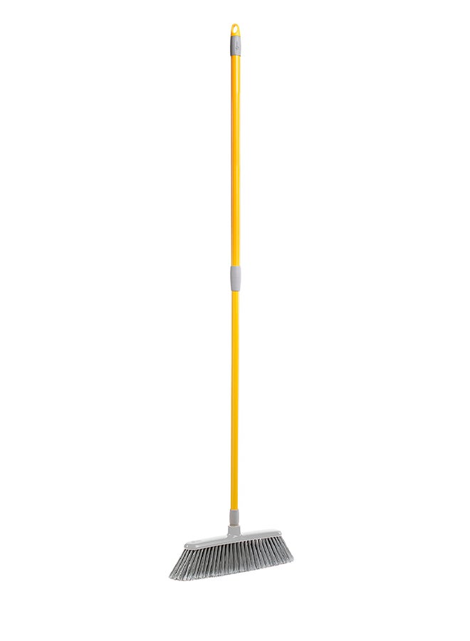 APEX Indoor Floor Wide Broom With Telescopic Handle Yellow/Grey 35x6cm  - Image 1
