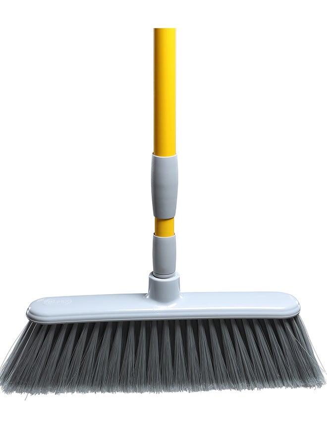 APEX Indoor Floor Wide Broom With Telescopic Handle Yellow/Grey 35x6cm  - Image 2
