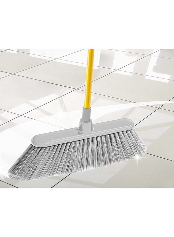 APEX Indoor Floor Wide Broom With Telescopic Handle Yellow/Grey 35x6cm  - Image 4