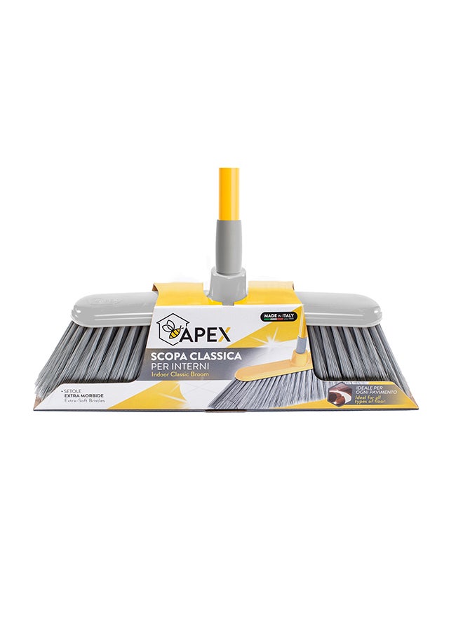 APEX Indoor Floor Wide Broom With Telescopic Handle Yellow/Grey 35x6cm  - Image 5