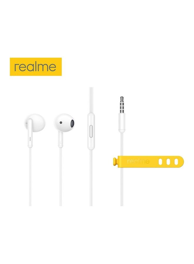 realme Buds Classic Headphones Wired 3.5mm Plug Sports Headphones with Built-in Microphone - White  - Image 1