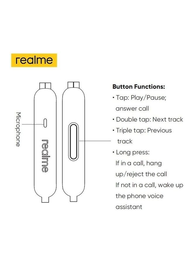 realme Buds Classic Headphones Wired 3.5mm Plug Sports Headphones with Built-in Microphone - White  - Image 4