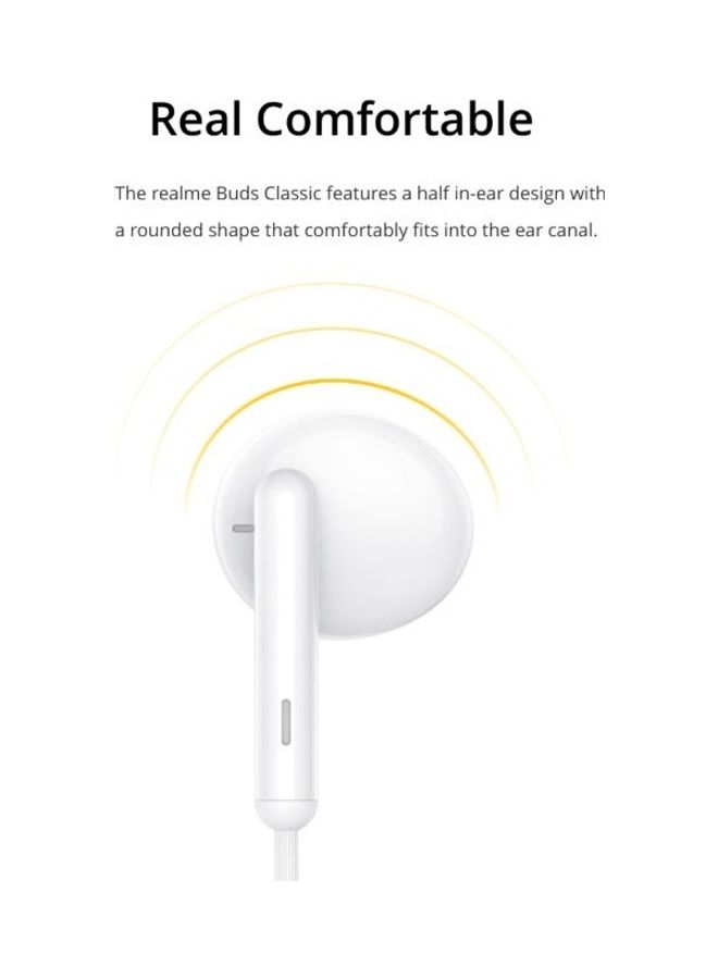 realme Buds Classic Headphones Wired 3.5mm Plug Sports Headphones with Built-in Microphone - White  - Image 5