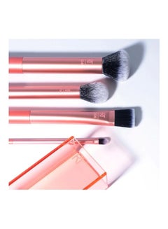 REAL TECHNIQUES Flawless Base Brush Set With Ultra Plush Custom Cut Synthetic Bristles And Extended Aluminum Ferrules To Build Coverage For Every Makeup Application 5 Piece Orange  - Image 4