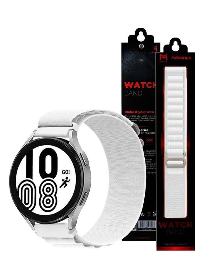 MARGOUN - Alpine Loop Band 20mm Nylon Woven Sport Watch Strap Compatible with Galaxy Watch5 Pro/Galaxy Watch5/Galaxy Watch4/Galaxy Watch4 Classic/Galaxy Watch3/ Galaxy Watch Active 2/Galaxy Watch Active White - Image 1