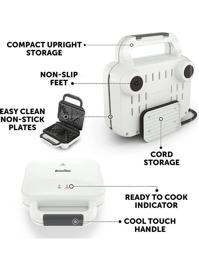 Breville - Deep Fill Toastie Maker 2 Slice Sandwich Toaster Non-Stick Plates Cooks A Toastie In 5 Minutes 800 W VST091 White - Image 1