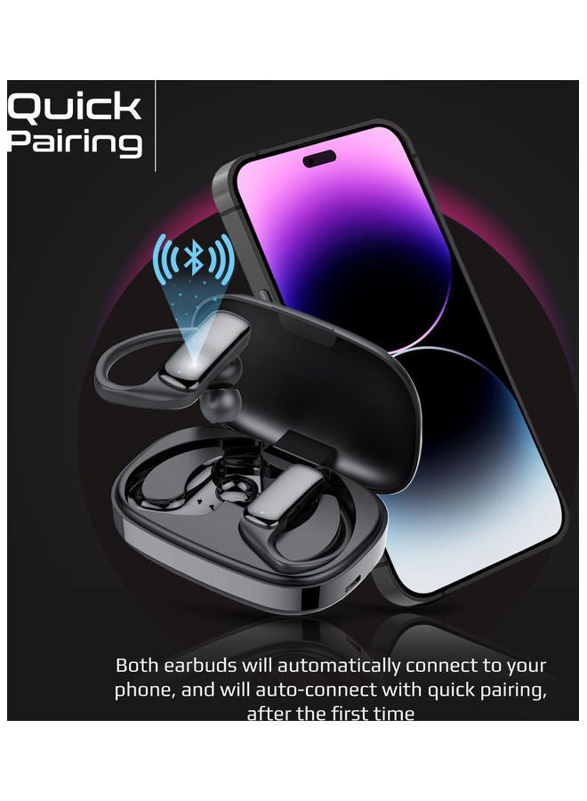 PROMATE - True Wireless Earbuds, Sporty In-Ear Bluetooth v5.3 ENC Earphones with Noise Cancelling, Mic, 42H Playback Time, Intelligent Touch Controls and Wireless Charging Case for iPhone 14 Epic. Black - Image 1