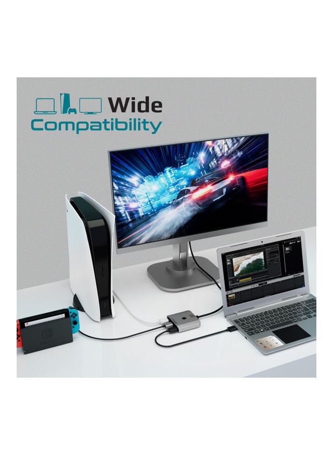 PROMATE 60Hz HD Output Triple HDMI Ports And Switch Button Silver  - Image 1