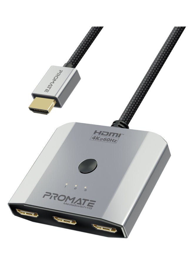PROMATE 60Hz HD Output Triple HDMI Ports And Switch Button Silver  - Image 3