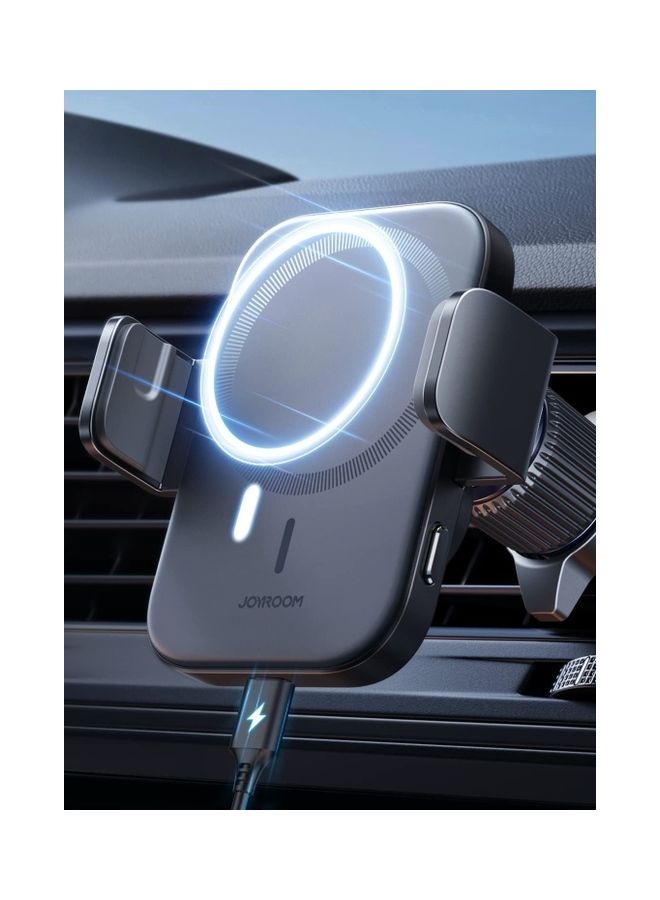 جوي روم حامل هوائي لاسلكي مغناطيسي متوافق مع شاحن السيارة MagSafe لهاتف iPhone 14 13 12 Pro Max Plus Mini Auto Clamping - Image 2