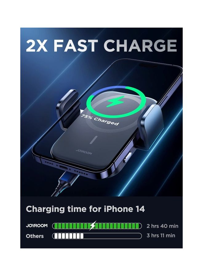 جوي روم حامل هوائي لاسلكي مغناطيسي متوافق مع شاحن السيارة MagSafe لهاتف iPhone 14 13 12 Pro Max Plus Mini Auto Clamping - Image 4
