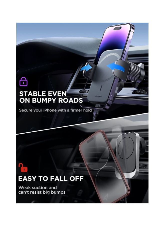 جوي روم حامل هوائي لاسلكي مغناطيسي متوافق مع شاحن السيارة MagSafe لهاتف iPhone 14 13 12 Pro Max Plus Mini Auto Clamping - Image 5