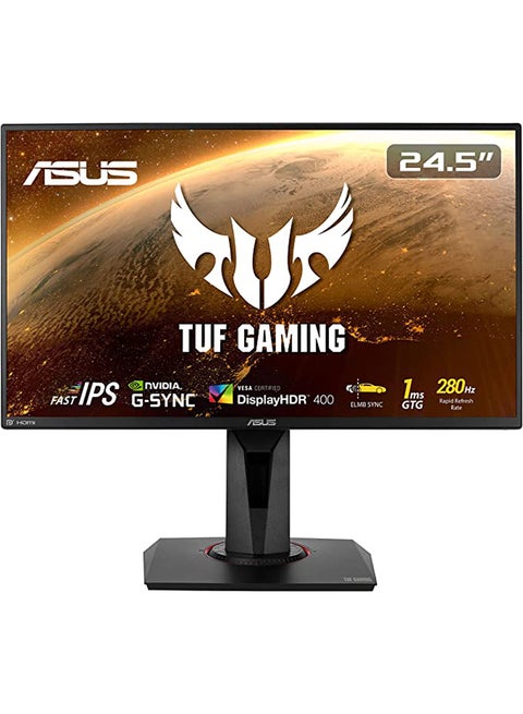 24.5 inch FHD TUF Gaming VG259QM Gaming Monitor  (1920x1080), Fast IPS, Overclockable 280Hz, 1ms (GTG), Extreme Low Motion Blur Sync, G-SYNC Compatible, DisplayHDR 400 Black