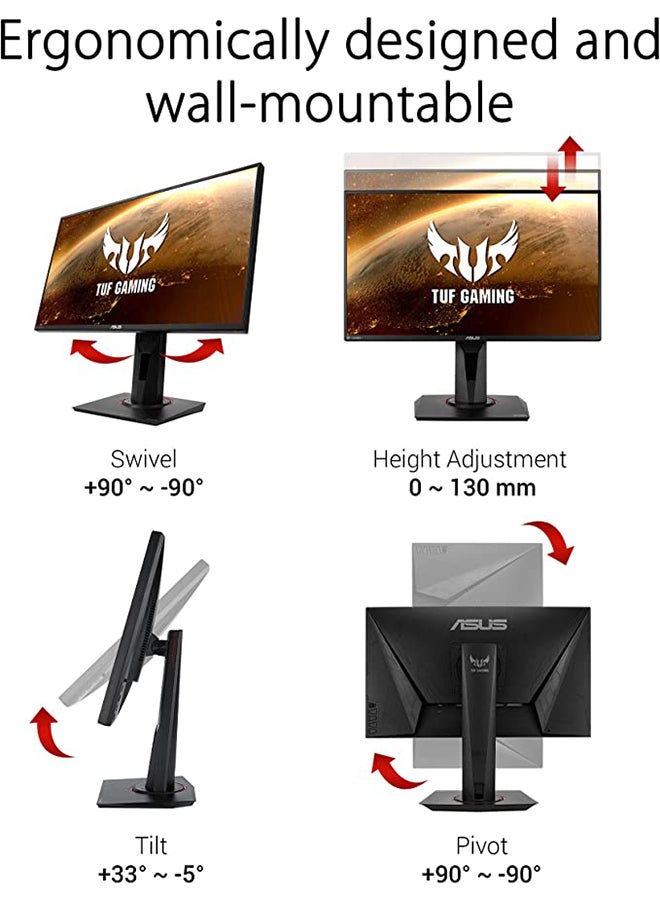 24.5 inch FHD TUF Gaming VG259QM Gaming Monitor  (1920x1080), Fast IPS, Overclockable 280Hz, 1ms (GTG), Extreme Low Motion Blur Sync, G-SYNC Compatible, DisplayHDR 400 Black