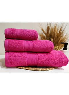 Towels Set 3 Pieces Fuchsia 1/70*140 1/50*100 1/30*30cm
