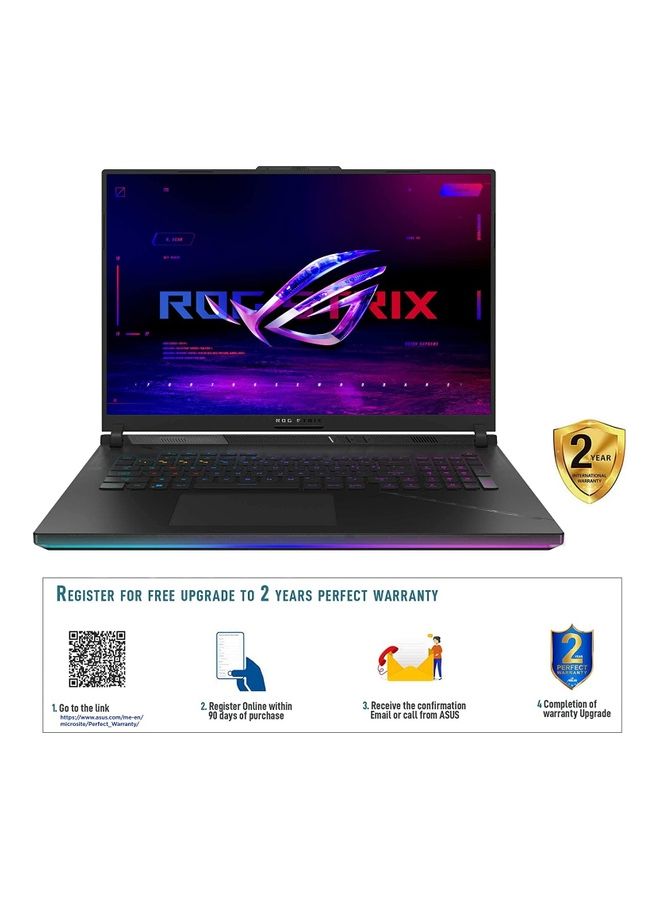 Strix SCAR 18 G834JY-N6064W Gaming (Upgraded Version) Laptop With 18-Inch Display, Core i9-13980HX Processor/32GB RAM/2TB SSD/16GB Nvidia Geforce RTX4090 Graphics Card/Windows 11 Home English/Arabic Black