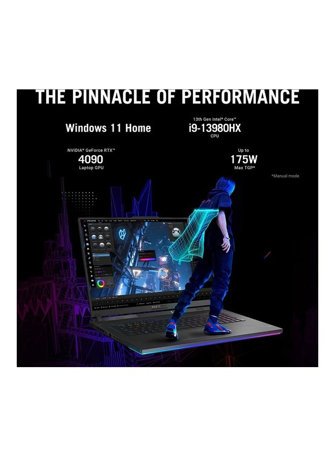Strix SCAR 18 G834JY-N6064W Gaming (Upgraded Version) Laptop With 18-Inch Display, Core i9-13980HX Processor/32GB RAM/2TB SSD/16GB Nvidia Geforce RTX4090 Graphics Card/Windows 11 Home English/Arabic Black