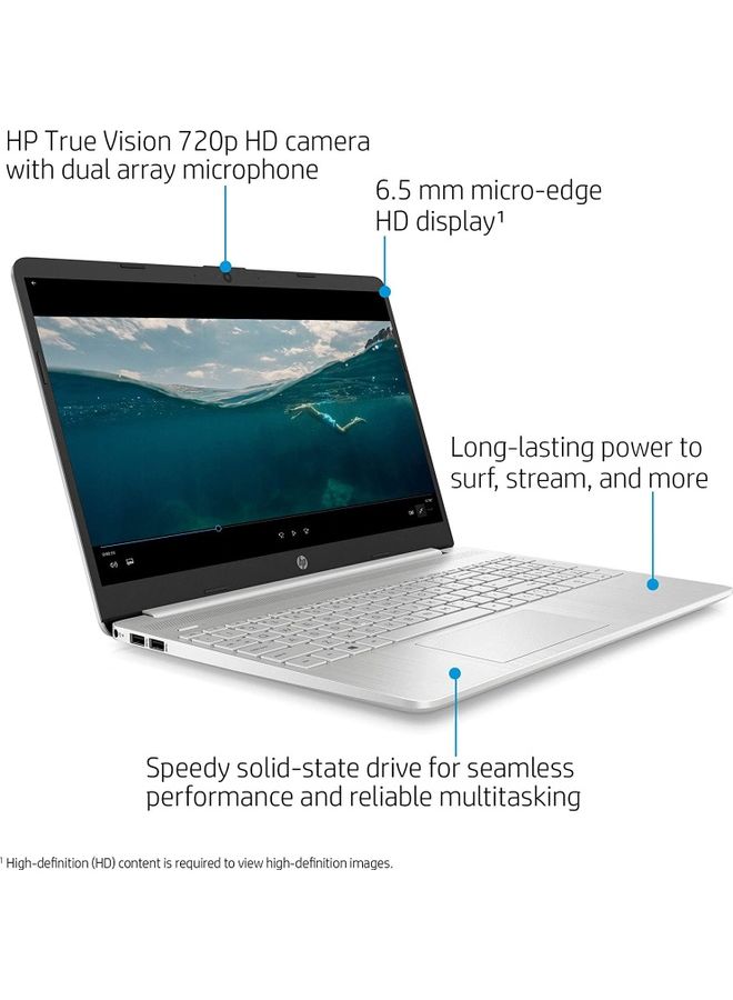 HP - 15 i3 (Upgraded Version) Laptop With 15.6-Inch Display, â€ŽCore i3-1125G4 Processor/12GB RAM/256GB SSD/â€ŽIntel UHD Graphics/Windows 11 English SILVER - Image 1