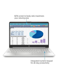 HP 15 i3 (Upgraded Version) Laptop With 15.6-Inch Display, â€ŽCore i3-1125G4 Processor/12GB RAM/256GB SSD/â€ŽIntel UHD Graphics/Windows 11 English SILVER  - Image 3