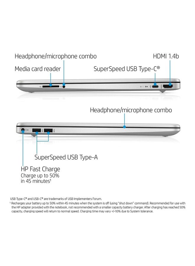 HP - 15 i3 (Upgraded Version) Laptop With 15.6-Inch Display, â€ŽCore i3-1125G4 Processor/12GB RAM/256GB SSD/â€ŽIntel UHD Graphics/Windows 11 English SILVER - Image 1