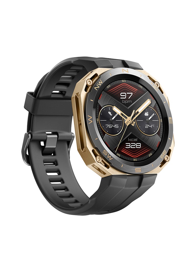 HUAWEI - Watch Gt Cyber Quick-To-Change Cases Military-Level Durability Stylish Watch Faces 100+ Workouts Modes Smart Life Services Health Monitoring Compatible With Android And iOS Wireless Charge Golden/Black - Image 1