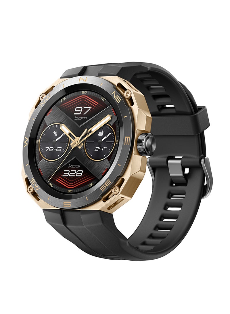 HUAWEI - Watch Gt Cyber Quick-To-Change Cases Military-Level Durability Stylish Watch Faces 100+ Workouts Modes Smart Life Services Health Monitoring Compatible With Android And iOS Wireless Charge Golden/Black - Image 1