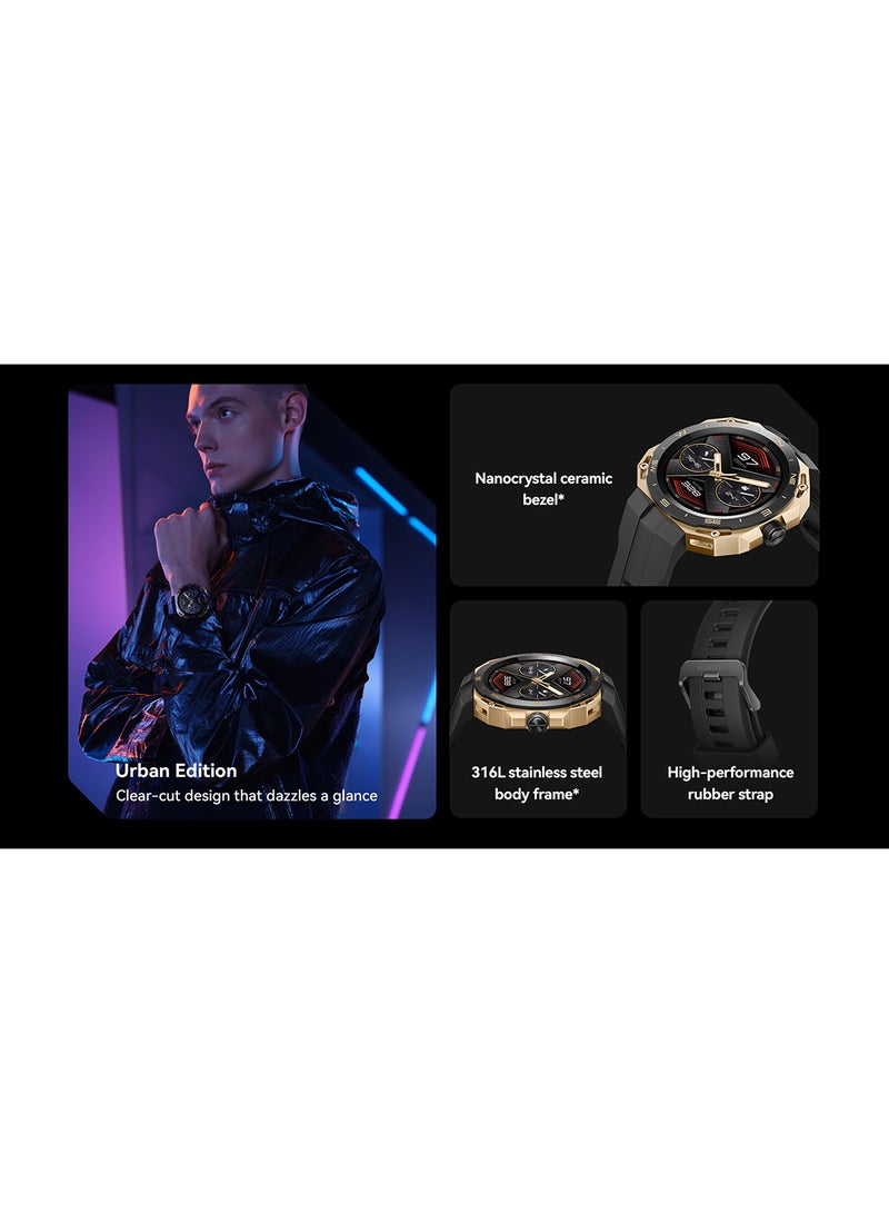 HUAWEI - Watch Gt Cyber Quick-To-Change Cases Military-Level Durability Stylish Watch Faces 100+ Workouts Modes Smart Life Services Health Monitoring Compatible With Android And iOS Wireless Charge Golden/Black - Image 1