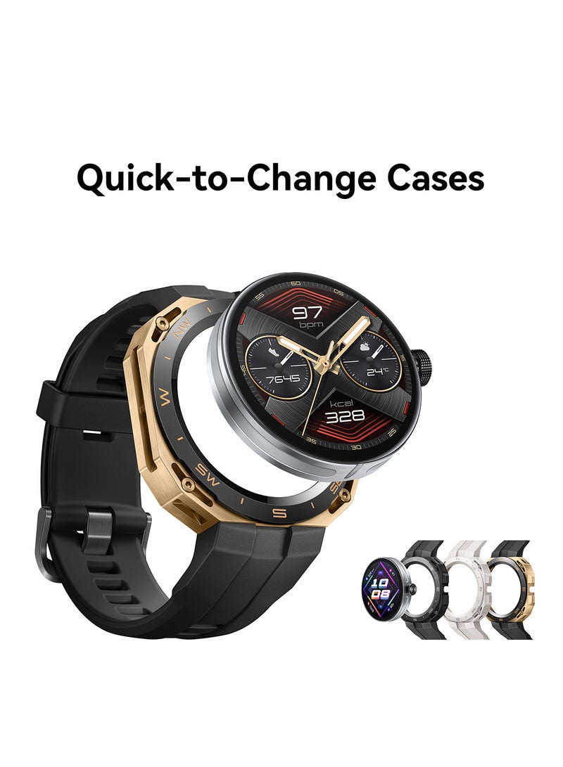 HUAWEI Watch Gt Cyber Case Quick-To-Change Military-Level Durability 316L Stainless Steel Dial With High-Performance Rubber Strap Golden/Black - Image 2