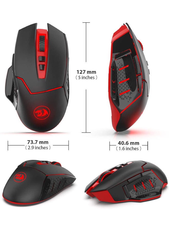 REDRAGON - Redragon M690-1 Wireless Gaming Mouse with DPI Shifting, 2 Side Buttons, 2400 DPI, Ergonomic Design, 8 Buttons-Black - Image 1