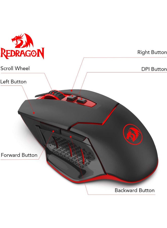 REDRAGON - Redragon M690-1 Wireless Gaming Mouse with DPI Shifting, 2 Side Buttons, 2400 DPI, Ergonomic Design, 8 Buttons-Black - Image 1