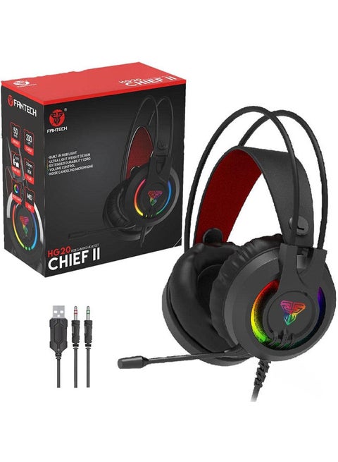 سماعة الألعاب FANTECH HG20 CHIEFT II RGB | مشغلات 50 مم | ميكروفون إلغاء الضوضاء | التحكم في مستوى الصوت | الكمبيوتر الشخصي / PS4 / الهاتف المحمول / XBOX / الكمبيوتر المحمول