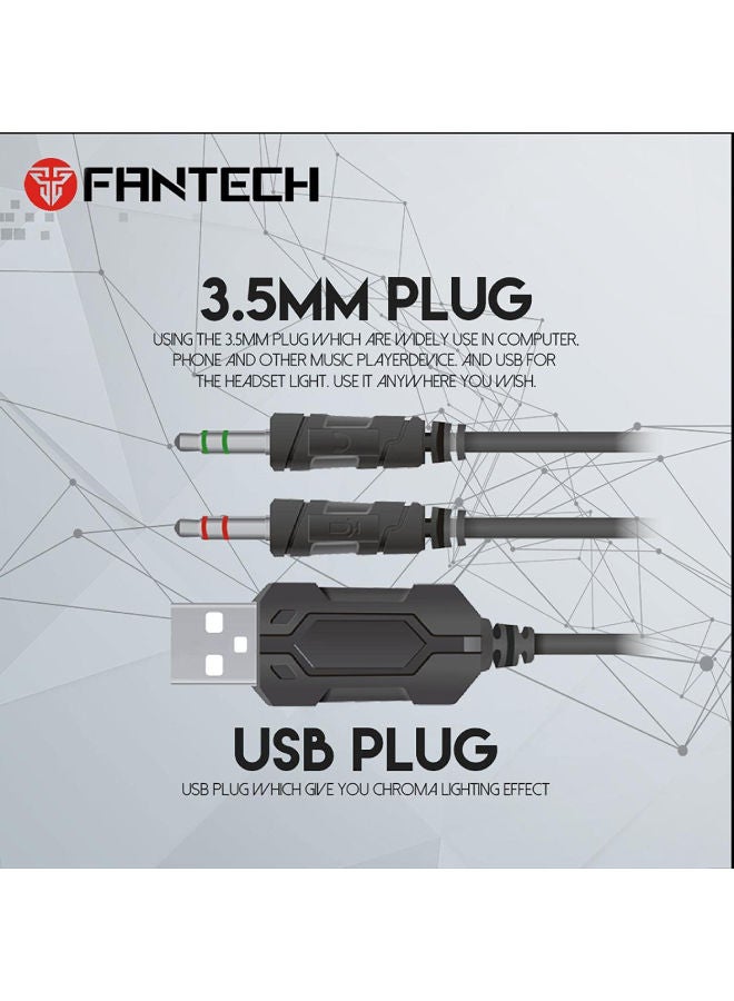 فانتيك - سماعة الألعاب FANTECH HG20 CHIEFT II RGB | مشغلات 50 مم | ميكروفون إلغاء الضوضاء | التحكم في مستوى الصوت | الكمبيوتر الشخصي / PS4 / الهاتف المحمول / XBOX / الكمبيوتر المحمول - Image 1