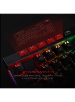 REDRAGON Redragon K580 VATA US layout RGB LED Backlit Mechanical Gaming Keyboard, Blue Switches, 104 Keys Anti-ghosting Macro Keys & Dedicated Media Controls, Onboard Macro Recording  - Image 3