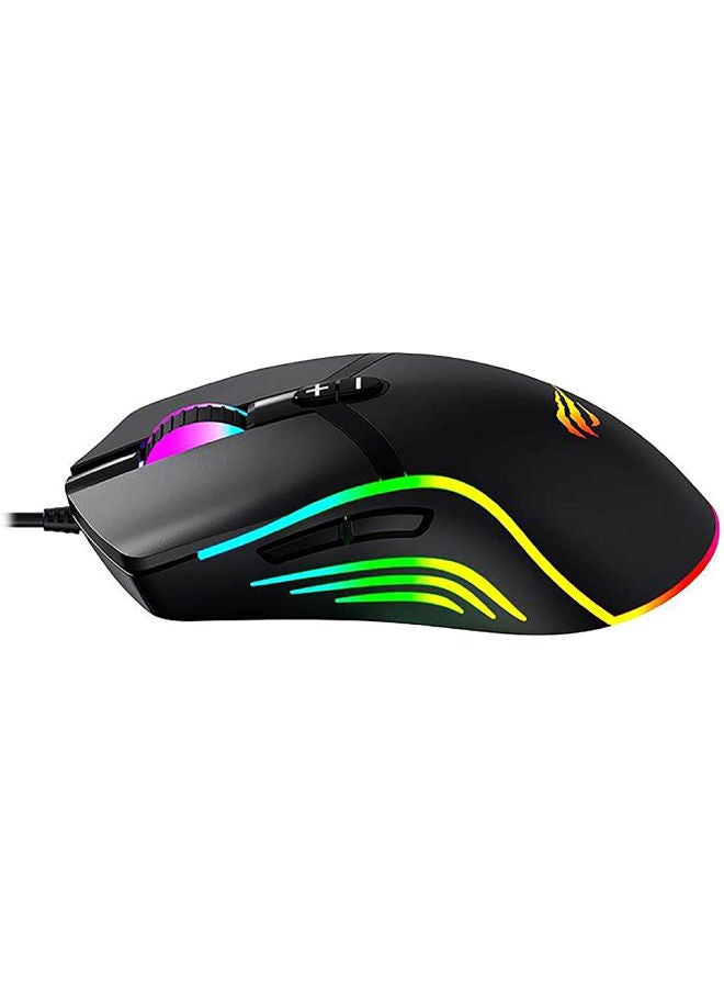 havit Havit MS1026 RGB Gaming Mouse 6400DPI - 6 Buttons Key Life 5 miluon Times Cable length 1.5M - Black  - Image 3
