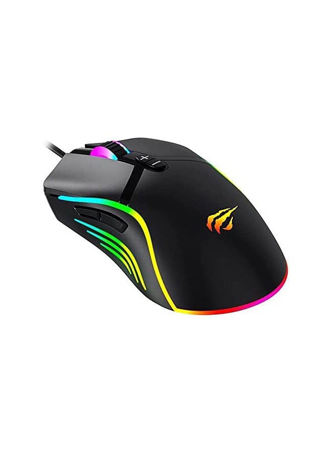 havit Havit MS1026 RGB Gaming Mouse 6400DPI - 6 Buttons Key Life 5 miluon Times Cable length 1.5M - Black  - Image 4