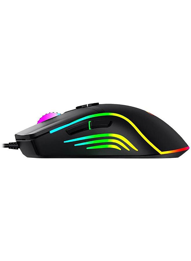 havit Havit MS1026 RGB Gaming Mouse 6400DPI - 6 Buttons Key Life 5 miluon Times Cable length 1.5M - Black  - Image 2