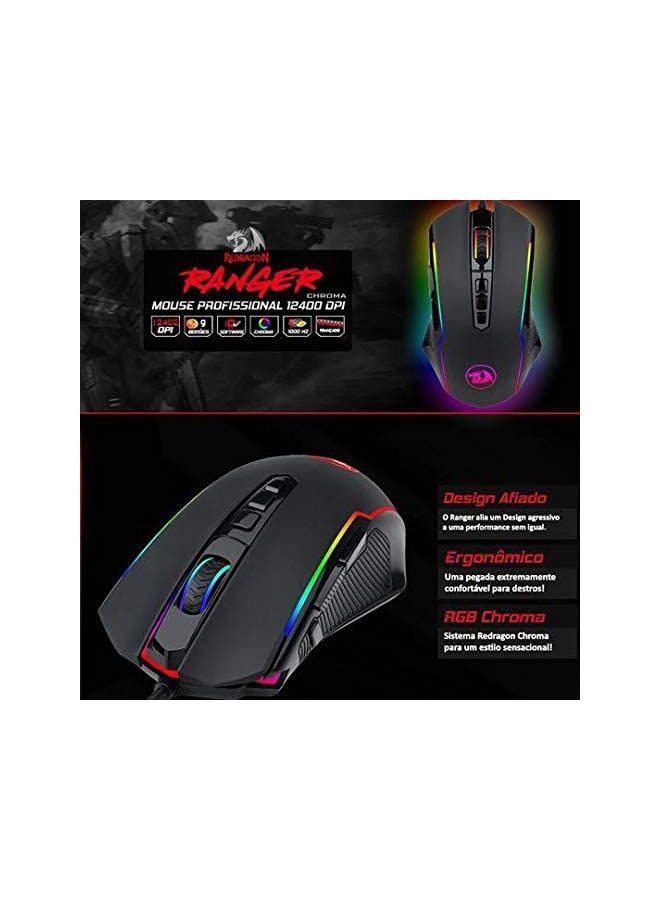 REDRAGON - REDRAGON M909 EMPEROR RGB Gaming Mouse - Optical Sensor 12,400 DPI - 7 Programmable Buttons - Software Support - Image 1