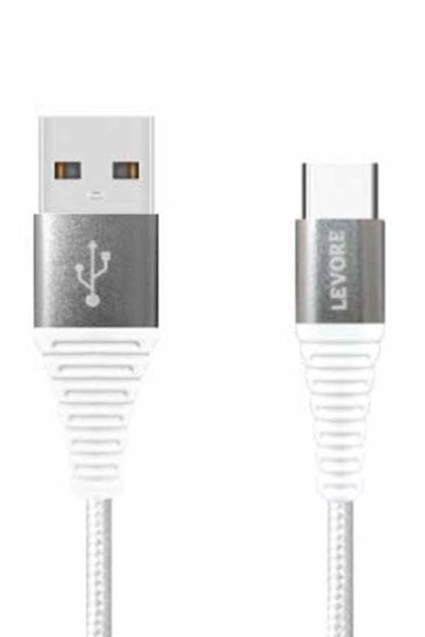 ليفور كابل مضفر من النايلون UAB A إلى USB C، بطول 1 متر. أبيض - Image 4