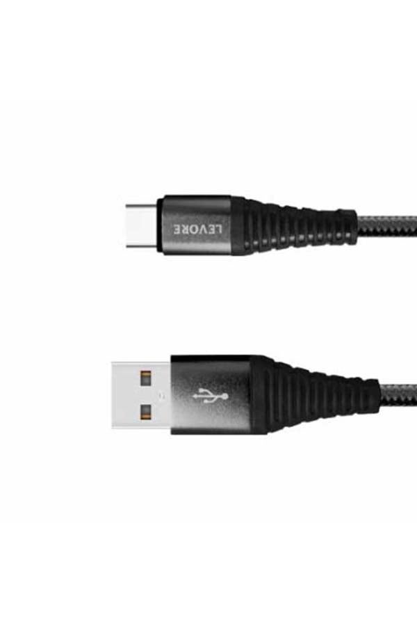 ليفور كابل مضفر من النايلون UAB A إلى USB C، بطول 1 متر. أسود. - Image 5