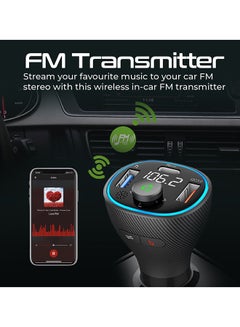 بروميت جهاز إرسال FM بلوتوث بقدرة 38 وات باللون الأسود  - Image 2