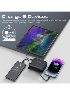 20000 mAh Ultra-compact 20000Mah Fast Charging Power Bank With AC Charger With 27W PD Usb-C And 12W Fast Lightning Charging Connector Black - v1678371217/N53387886A_4