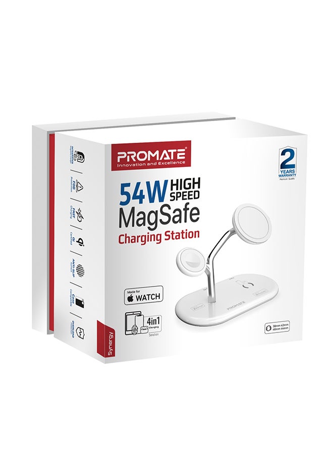 PROMATE - 54W High Speed MagSafe Charging Station Synergy White - Image 1