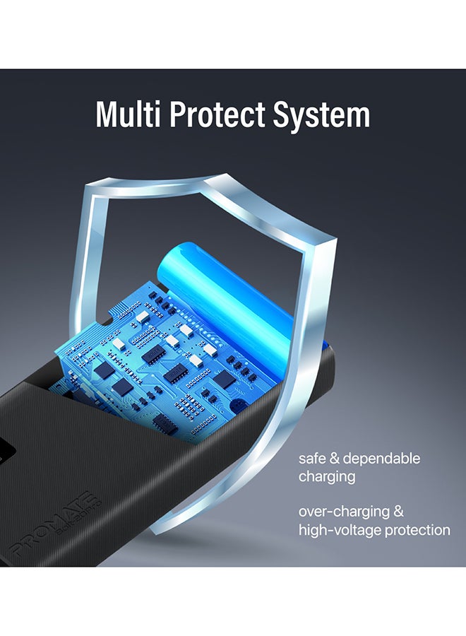PROMATE - 20000 mAh Bolt 20000mAh Compact Smart Charging Power Bank with Dual USB-A & USB-C Output 10W Black - Image 1