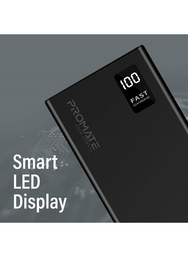 PROMATE - 20000 mAh Bolt 20000mAh Compact Smart Charging Power Bank with Dual USB-A & USB-C Output 10W Black - Image 1